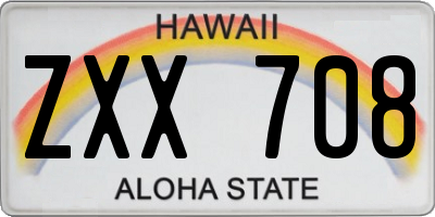 HI license plate ZXX708