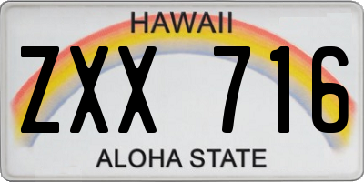 HI license plate ZXX716