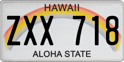 HI license plate ZXX718
