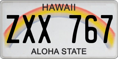 HI license plate ZXX767
