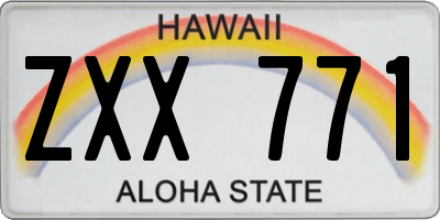 HI license plate ZXX771