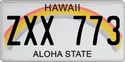 HI license plate ZXX773