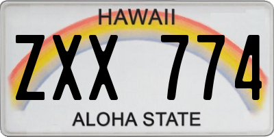 HI license plate ZXX774