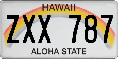 HI license plate ZXX787
