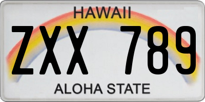 HI license plate ZXX789
