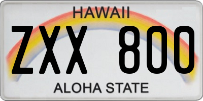 HI license plate ZXX800