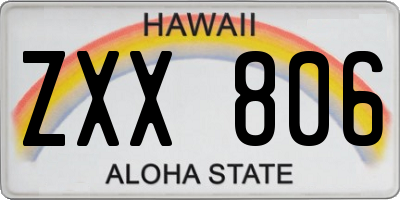 HI license plate ZXX806