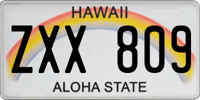 HI license plate ZXX809