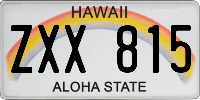 HI license plate ZXX815
