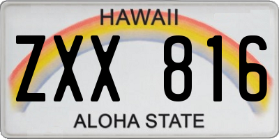 HI license plate ZXX816