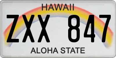 HI license plate ZXX847