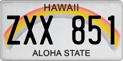 HI license plate ZXX851