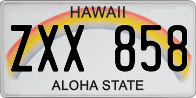 HI license plate ZXX858