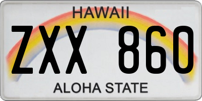 HI license plate ZXX860