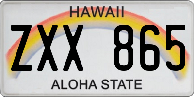 HI license plate ZXX865