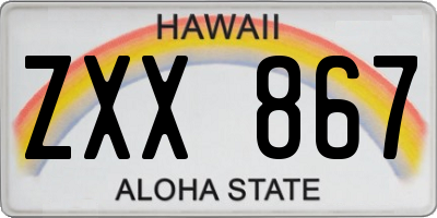 HI license plate ZXX867