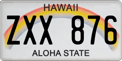 HI license plate ZXX876