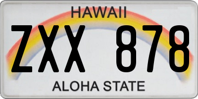 HI license plate ZXX878
