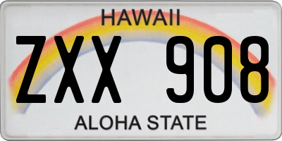 HI license plate ZXX908