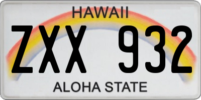 HI license plate ZXX932