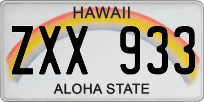 HI license plate ZXX933