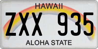 HI license plate ZXX935