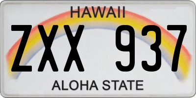 HI license plate ZXX937