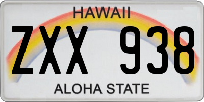 HI license plate ZXX938
