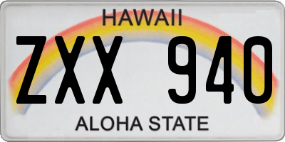 HI license plate ZXX940