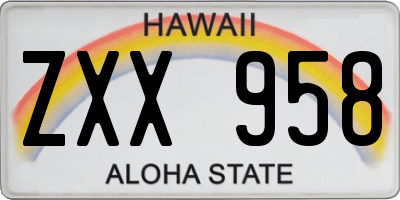HI license plate ZXX958