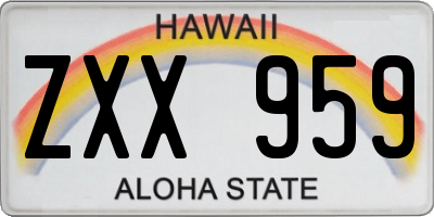 HI license plate ZXX959