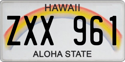 HI license plate ZXX961