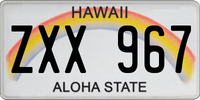 HI license plate ZXX967