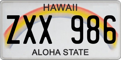 HI license plate ZXX986