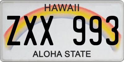 HI license plate ZXX993