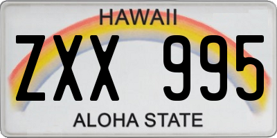 HI license plate ZXX995