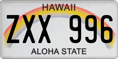 HI license plate ZXX996
