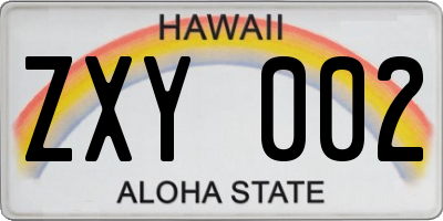HI license plate ZXY002
