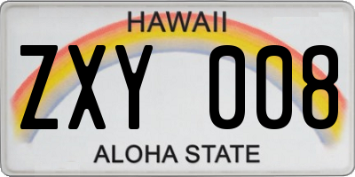 HI license plate ZXY008