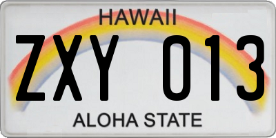 HI license plate ZXY013