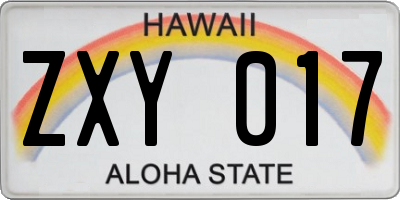 HI license plate ZXY017