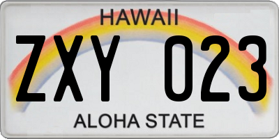 HI license plate ZXY023
