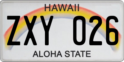 HI license plate ZXY026