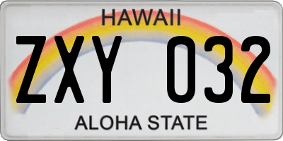 HI license plate ZXY032
