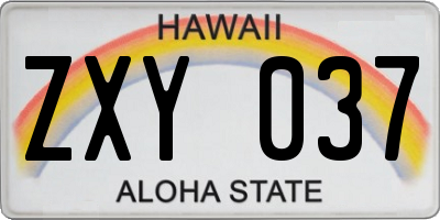 HI license plate ZXY037