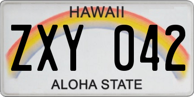 HI license plate ZXY042