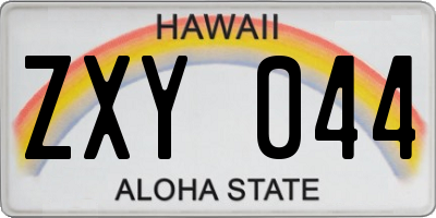 HI license plate ZXY044