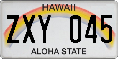 HI license plate ZXY045