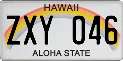 HI license plate ZXY046