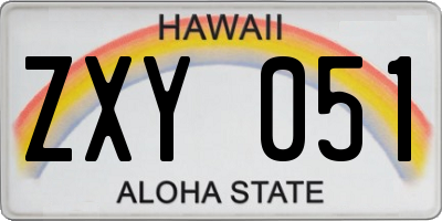 HI license plate ZXY051